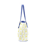 Rosalia's Treasures Royale Blue/Gold/White Leather Tote Bag/Small (Model 1651)