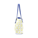 Rosalia's Treasures Royale Blue/Gold/White Leather Tote Bag/Small (Model 1651)