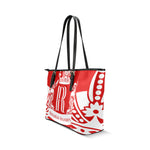 Rosalia's Treasures Red/White Crown Leather Tote Bag/Small (Model 1640)