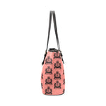 Rosalia's Treasures Tote Coral/Black Leather Tote Bag/Small (Model 1640)