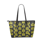 Rosalia's Treasures Tote Black/Gold Leather Tote Bag/Small (Model 1640)