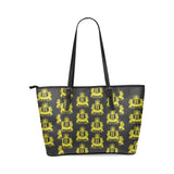 Rosalia's Treasures Tote Black/Gold Leather Tote Bag/Small (Model 1640)