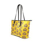 Rosalia's Treasures Tote Golden/Blue Leather Tote Bag/Small (Model 1640)