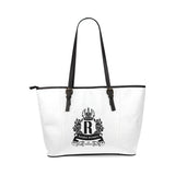 Rosalia's Treasures Classic Black/White Leather Tote Bag/Small (Model 1640)