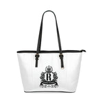 Rosalia's Treasures Classic Black/White Leather Tote Bag/Small (Model 1640)