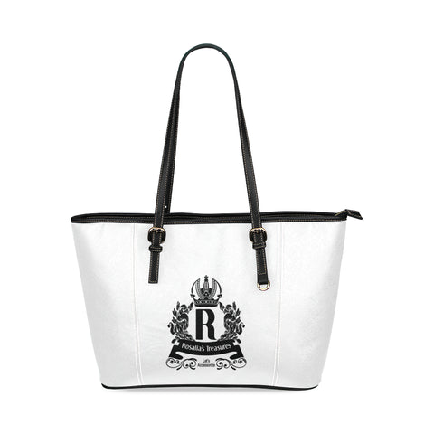 Rosalia's Treasures Classic Black/White Leather Tote Bag/Small (Model 1640)