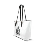 Rosalia's Treasures Classic Black/White Leather Tote Bag/Small (Model 1640)