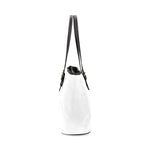 Rosalias Treasures Classic White/Black Crest Leather Tote Bag/Small (Model 1640)