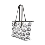 Rosalia's Treasures Tote White/Black Leather Tote Bag/Small (Model 1640)