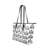 Rosalia's Treasures Tote White/Black Leather Tote Bag/Small (Model 1640)