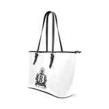 Rosalia's Treasures Classic Black/White Leather Tote Bag/Small (Model 1640)