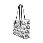 Rosalia's Treasures Tote White/Black Leather Tote Bag/Small (Model 1640)