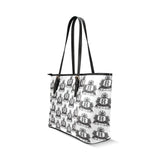 Rosalia's Treasures Tote White/Black Leather Tote Bag/Small (Model 1640)