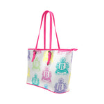Rosalia's Treasures Royale White/Pink/Multi Leather Tote Bag/Small (Model 1651)