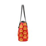 Rosalia's Treasures Tote Red/Gold Leather Tote Bag/Small (Model 1640)