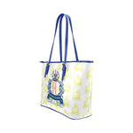 Rosalia's Treasures Royale Blue/Gold/White Leather Tote Bag/Small (Model 1651)