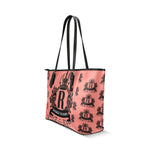 Rosalia's Treasures Tote Coral/Black Leather Tote Bag/Small (Model 1640)
