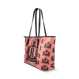 Rosalia's Treasures Tote Coral/Black Leather Tote Bag/Small (Model 1640)