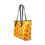 Rosalia's Treasures Gold/Red Leather Tote Bag/Small (Model 1640)