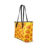 Rosalia's Treasures Gold/Red Leather Tote Bag/Small (Model 1640)