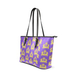 Rosalia's Treasures Tote Purple/Gold Leather Tote Bag/Small (Model 1640)