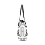 Rosalias Treasures Classic White/Black Crown Leather Tote Bag/Large (Model 1640)