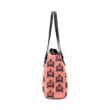 Rosalia's Treasures Tote Coral/Black Leather Tote Bag/Small (Model 1640)