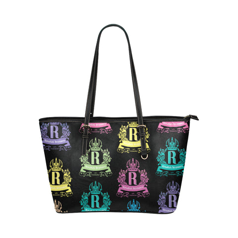 Rosalia's Treasures Royale Black/Multi Leather Tote Bag/Small (Model 1651)