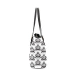 Rosalia's Treasures Tote White/Black Leather Tote Bag/Small (Model 1640)