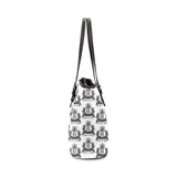 Rosalia's Treasures Tote White/Black Leather Tote Bag/Small (Model 1640)