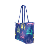 Rosalia's Treasures Royale Blue/Multi Leather Tote Bag/Small (Model 1651)