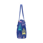 Rosalia's Treasures Royale Blue/Multi Leather Tote Bag/Small (Model 1651)