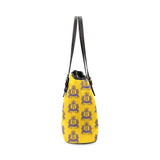 Rosalia's Treasures Tote Golden/Blue Leather Tote Bag/Small (Model 1640)