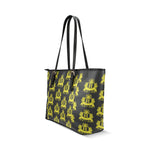 Rosalia's Treasures Tote Black/Gold Leather Tote Bag/Small (Model 1640)