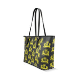 Rosalia's Treasures Tote Black/Gold Leather Tote Bag/Small (Model 1640)