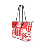 Rosalia's Treasures Red/White Crown Leather Tote Bag/Small (Model 1640)