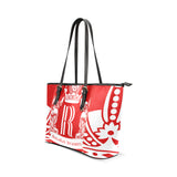 Rosalia's Treasures Red/White Crown Leather Tote Bag/Small (Model 1640)