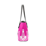 Rosalia's Treasures Pink/Black/White Crown Leather Tote Bag/Small (Model 1640)