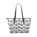 Rosalia's Treasures Tote White/Black Leather Tote Bag/Small (Model 1640)