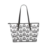 Rosalia's Treasures Tote White/Black Leather Tote Bag/Small (Model 1640)