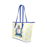 Rosalia's Treasures Royale Blue/Gold/White Leather Tote Bag/Small (Model 1651)