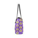 Rosalia's Treasures Tote Purple/Gold Leather Tote Bag/Small (Model 1640)