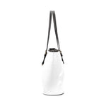 Rosalia's Treasures Classic Black/White Leather Tote Bag/Small (Model 1640)