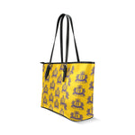 Rosalia's Treasures Tote Golden/Blue Leather Tote Bag/Small (Model 1640)