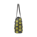 Rosalia's Treasures Tote Black/Gold Leather Tote Bag/Small (Model 1640)