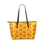 Rosalia's Treasures Gold/Red Leather Tote Bag/Small (Model 1640)