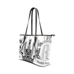 Rosalias Treasures Classic White/Black Crown Leather Tote Bag/Large (Model 1640)