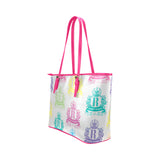 Rosalia's Treasures Royale White/Pink/Multi Leather Tote Bag/Small (Model 1651)