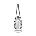 Rosalias Treasures Classic White/Black Crown Leather Tote Bag/Large (Model 1640)