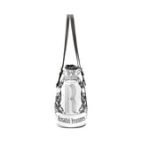 Rosalias Treasures Classic White/Black Crown Leather Tote Bag/Large (Model 1640)